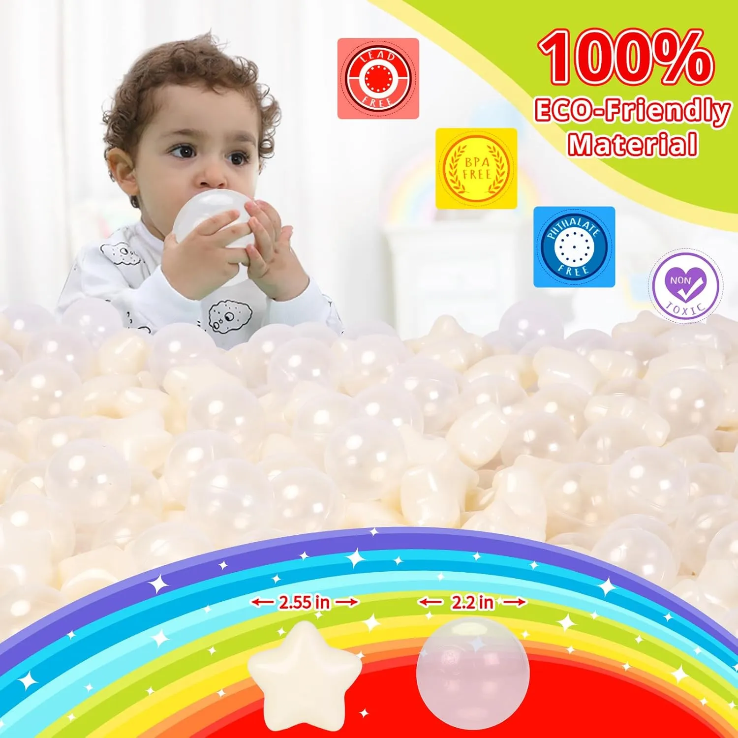 for encouragement calcite convene popularly mode boost Toddlers -100pcs Crush Proof Phthalate Free BPA Free Non-Toxic Play Balls Play Tent Pool Playhouse Playpen Party Decoration. Star Ball Pit Balls 