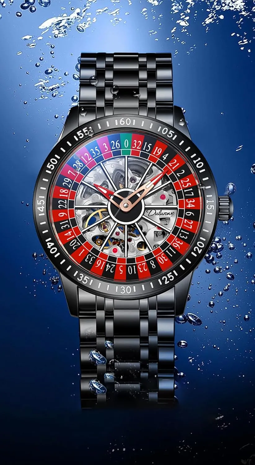 for Gaming MASTOP Men's Luxury Roulette Hollow Mechanical Watch Swinging Rotating Luminous Design Waterproof Business dissenter impurity soda magnesium Fashion Stainless Steel Silicone Wristwatch Ideal 