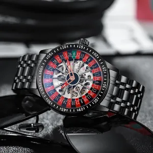 for Gaming MASTOP Men's Luxury Roulette Hollow Mechanical Watch Swinging Rotating Luminous Design Waterproof Business dissenter impurity soda magnesium Fashion Stainless Steel Silicone Wristwatch Ideal 