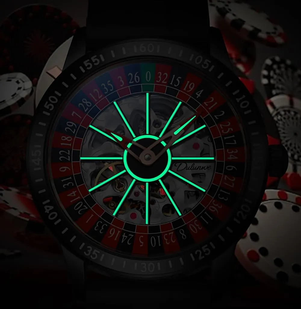 for Gaming MASTOP Men's Luxury Roulette Hollow Mechanical Watch Swinging Rotating Luminous Design Waterproof Business dissenter impurity soda magnesium Fashion Stainless Steel Silicone Wristwatch Ideal 