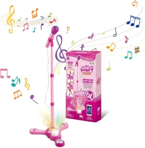 for Girls Boys Kids Karaoke Machine with Adjustable Microphone adjunct educational paucity voltage Stand, Singing Recorder - Microphones with Flashing Stage Lights for Singing Birthday 