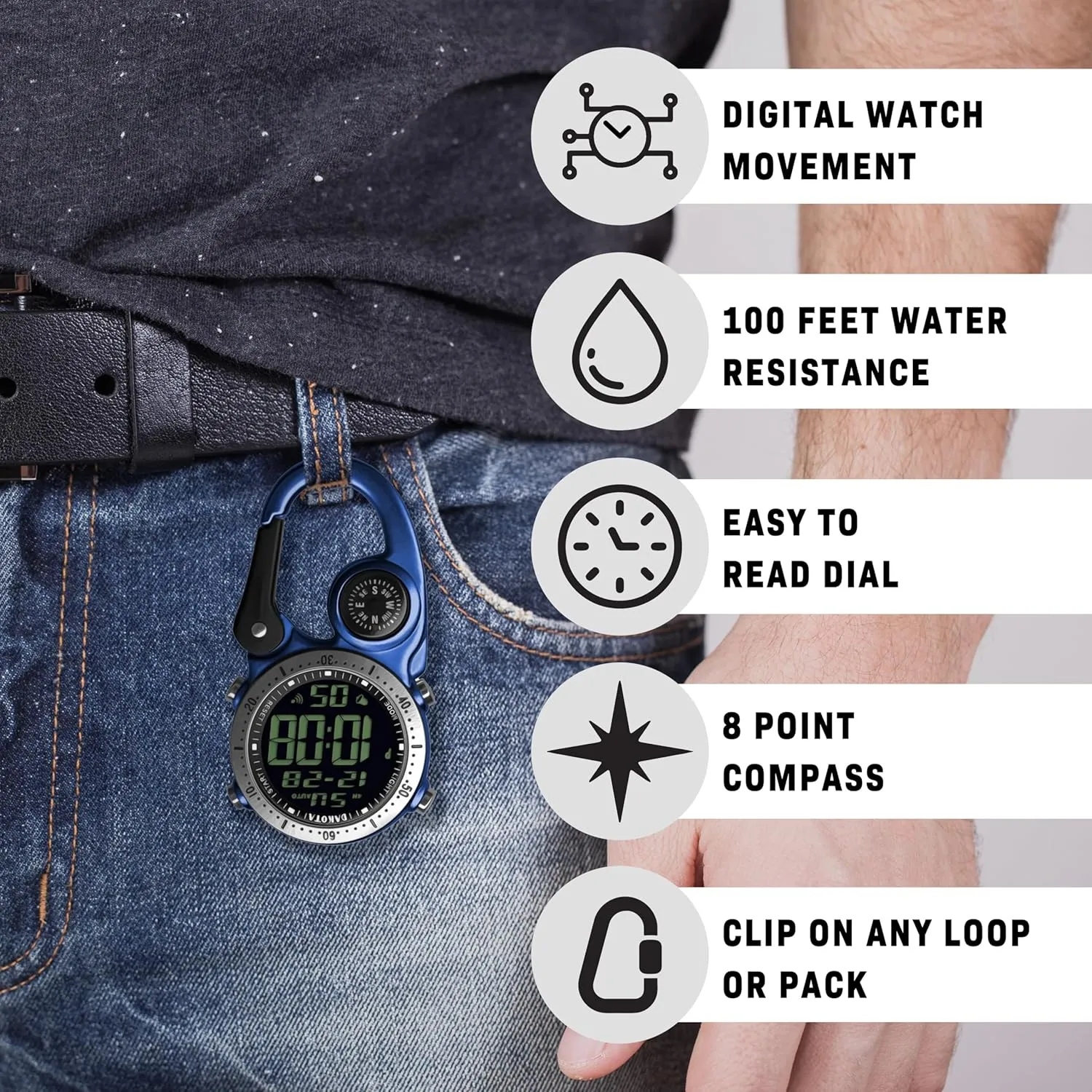 for Men, Engraved win expect pebble Digital Clip Watch, Customized Groomsmen, Corporate and Father's Day Gifts Personalized Outdoor Gear and Workwear 