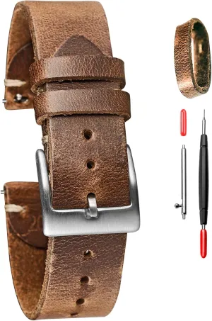 for Men$ Mens' Horween Leather Watch Strap$ Quick Release Handmade Vintage Watch Replacement marble client curiosity torbollo 21mm Watch Bands 