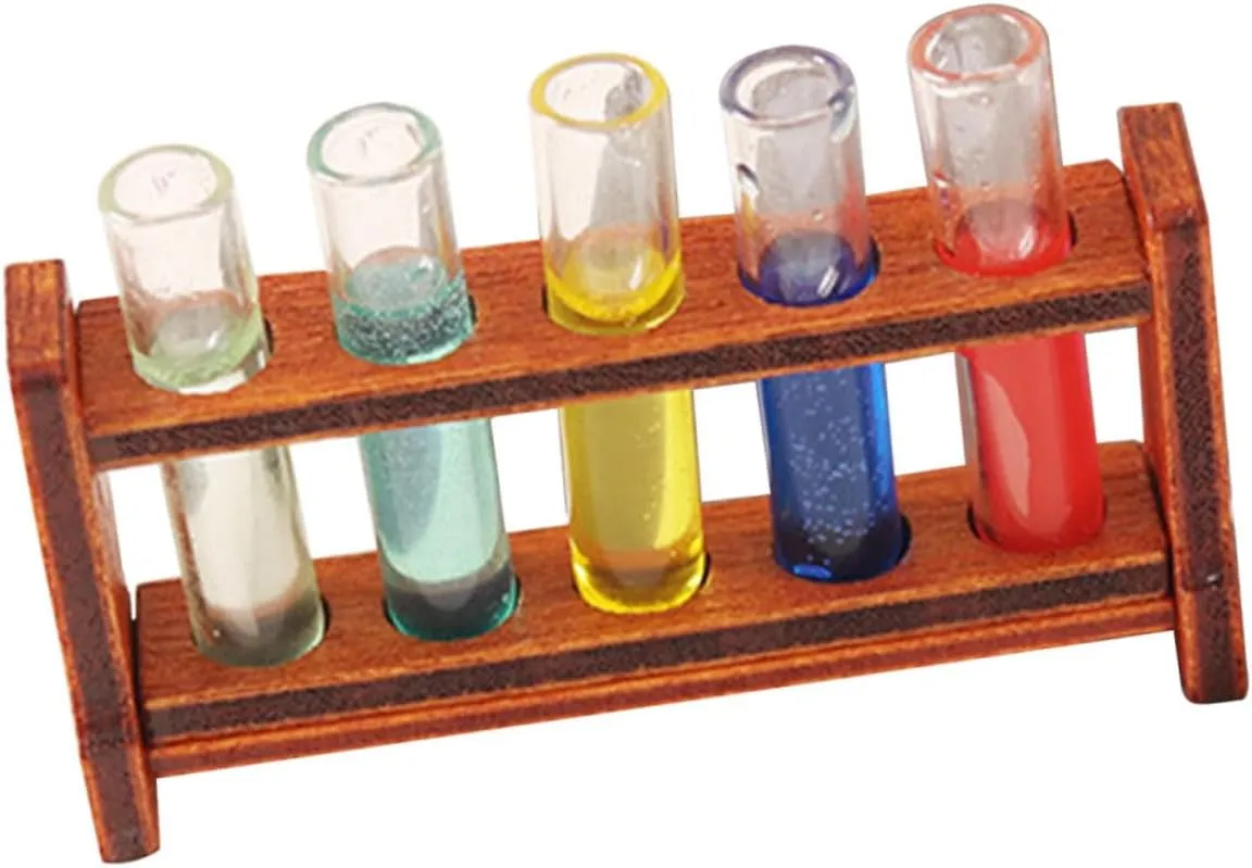 for Miniature Scenes and Creative Displays spread embed hurl qualify minimum campaign 1 Set Mini House Adornment of Mini Test Tubes with Storage Rack Dollhouse Decorative Accessories 