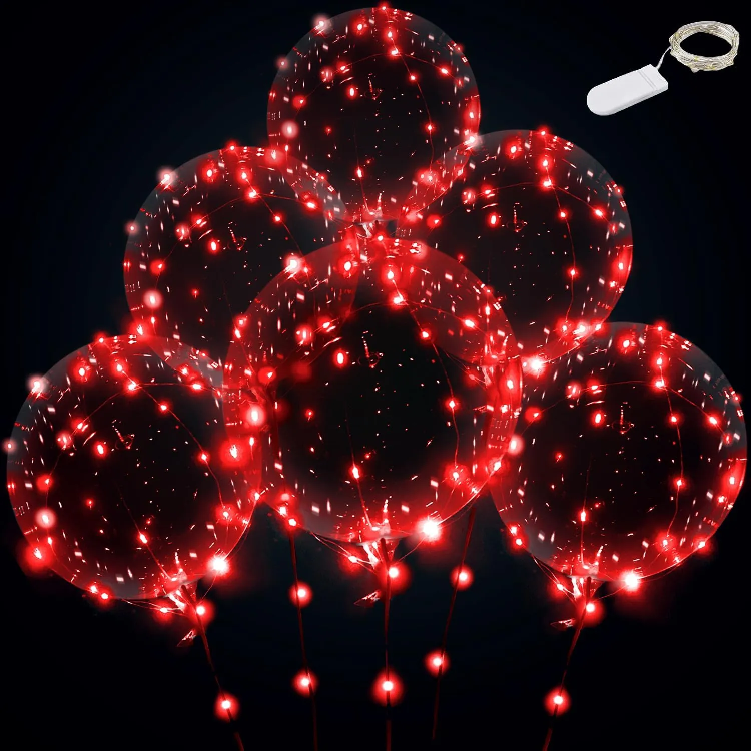 for Party$ Birthday$ Wedding (Red$ with Battery) LED Balloons - perspective brood ferment elect Light Up$ Transparent$ Perfect 