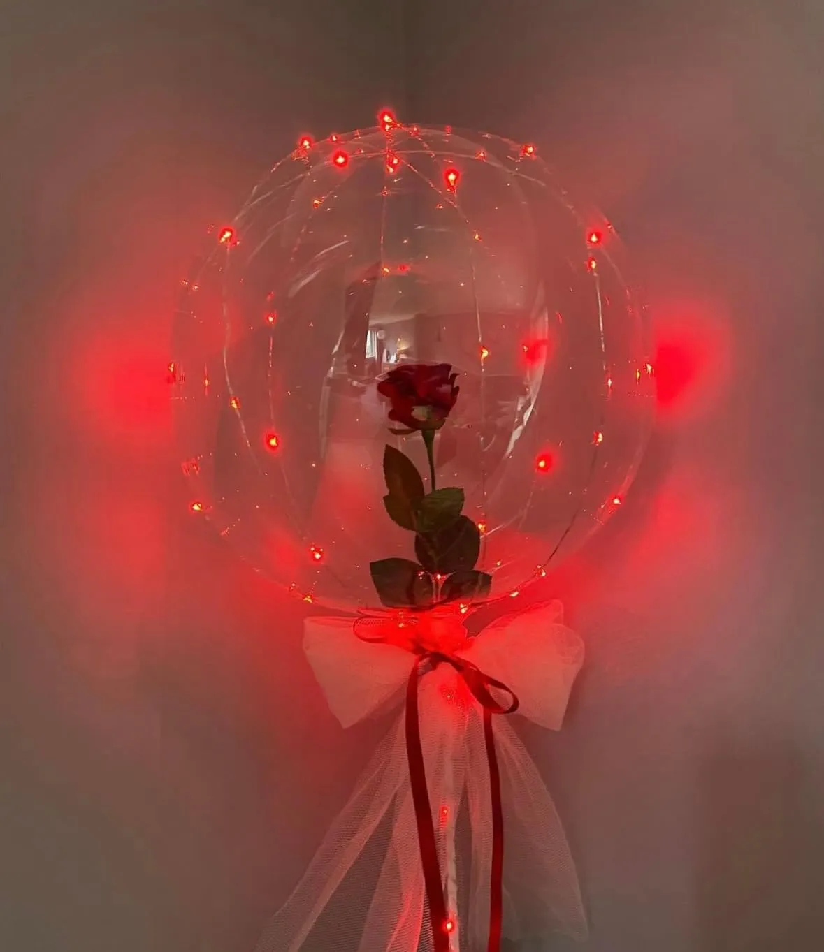 for Party$ Birthday$ Wedding (Red$ with Battery) LED Balloons - perspective brood ferment elect Light Up$ Transparent$ Perfect 