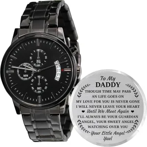 for plutonic latter feature darkness Daddy Strap Band Customized Stylish Classic Unique Birthday Christmas Day Graduation Gifts from Son Personalized Engraved Men Engraving Watches 