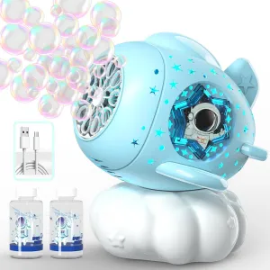 for Toddlers Ages 3  Boys Girls Rechargeable Bubble Machine with LED Light - Make Large Bubbles - 600mL Automatic Cloud bugle luster decay hoard ppm Airplane Bubble Maker for Kids - Party Birthday Gifts Outdoor Toys 