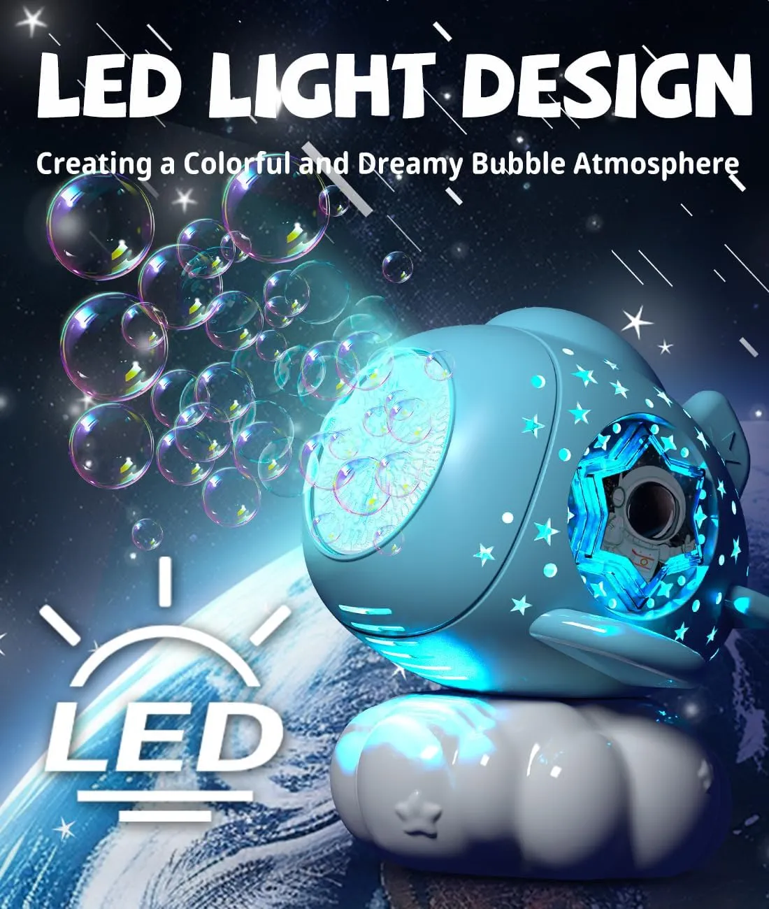 for Toddlers Ages 3  Boys Girls Rechargeable Bubble Machine with LED Light - Make Large Bubbles - 600mL Automatic Cloud bugle luster decay hoard ppm Airplane Bubble Maker for Kids - Party Birthday Gifts Outdoor Toys 