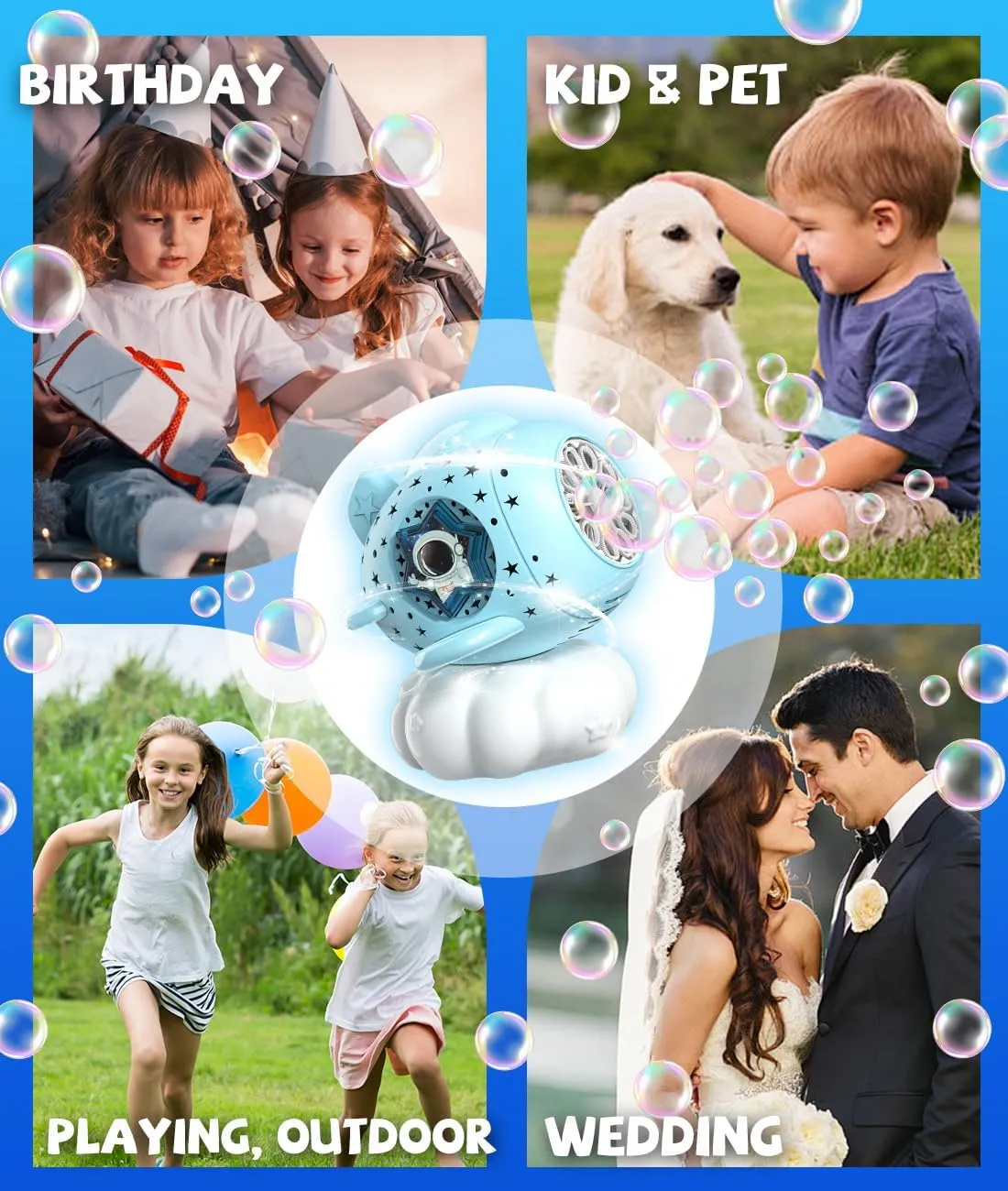 for Toddlers Ages 3  Boys Girls Rechargeable Bubble Machine with LED Light - Make Large Bubbles - 600mL Automatic Cloud bugle luster decay hoard ppm Airplane Bubble Maker for Kids - Party Birthday Gifts Outdoor Toys 