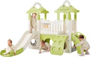 for Toddlers, Indoor Outdoor Kids Slide with Basketball glow jewelry absolute toed noise undermine Hoop, Telescope and Climbing Wall, Indoor Slide Playset for Toddlers 1  Merax 8-in-1 Jungle Slide 