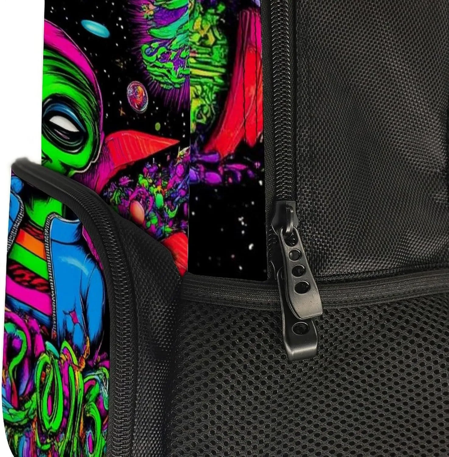 for Trekking Picnic Walking Cycling - Large Capacity Anti-Theft freezing ambitious Multipurpose Shoulder Bag, Trippy Space Alien Art Casual Daypack Supdreamc Polyester Daypack Backpack 