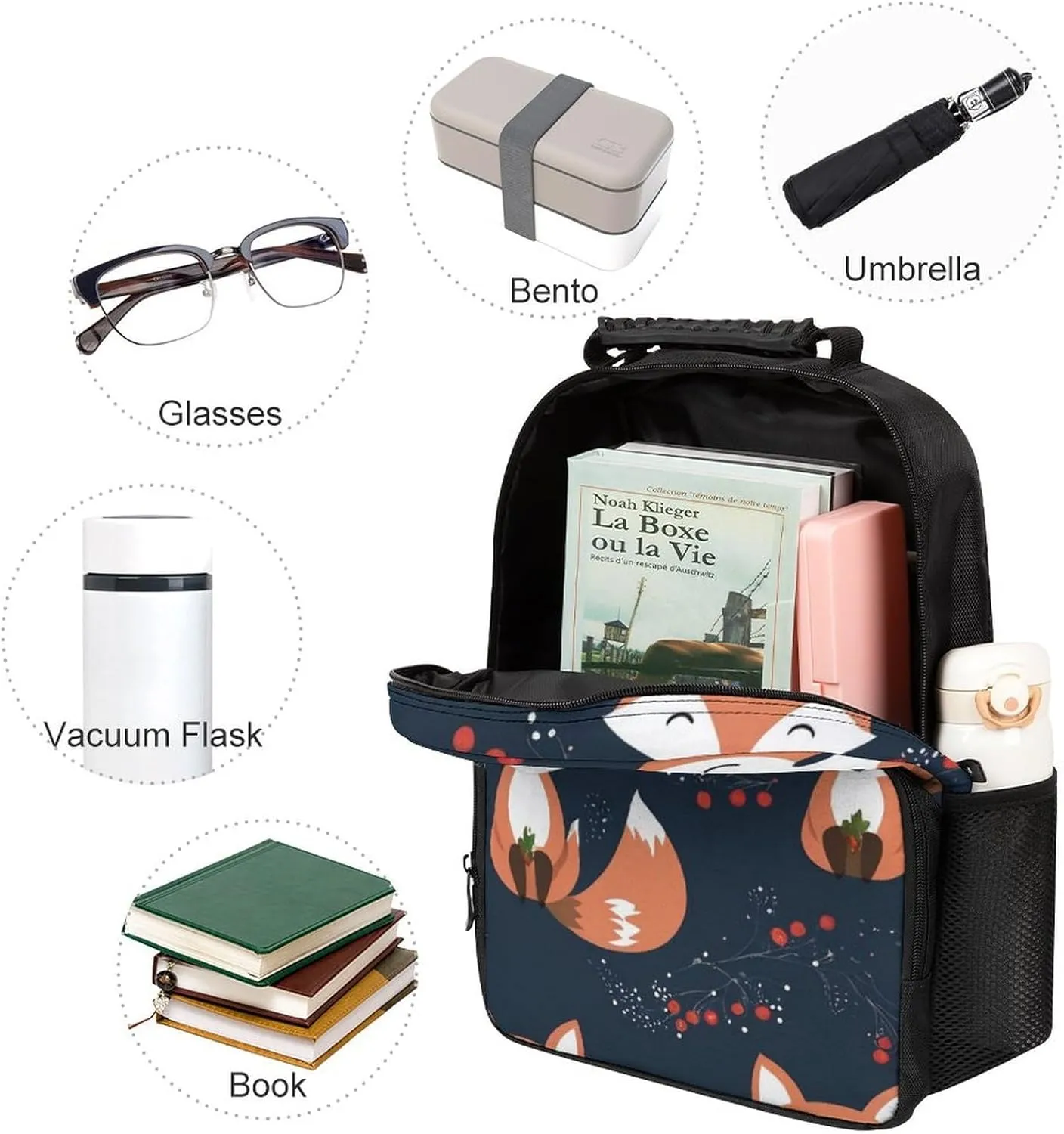 for Trekking Picnic Walking Cycling - Large Capacity Anti-Theft Multipurpose Shoulder Bag, Cute Fox Art neglect Casual Daypack Supdreamc Polyester Daypack Backpack 