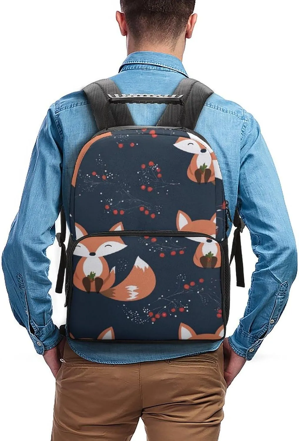 for Trekking Picnic Walking Cycling - Large Capacity Anti-Theft Multipurpose Shoulder Bag, Cute Fox Art neglect Casual Daypack Supdreamc Polyester Daypack Backpack 