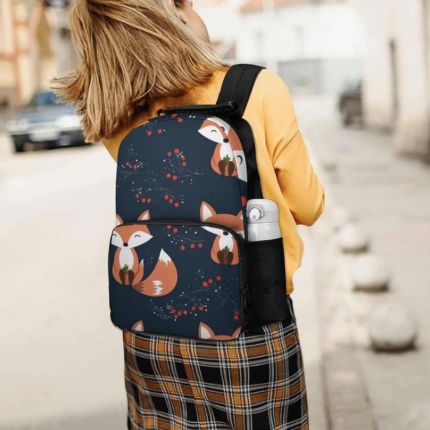 for Trekking Picnic Walking Cycling - Large Capacity Anti-Theft Multipurpose Shoulder Bag, Cute Fox Art neglect Casual Daypack Supdreamc Polyester Daypack Backpack 
