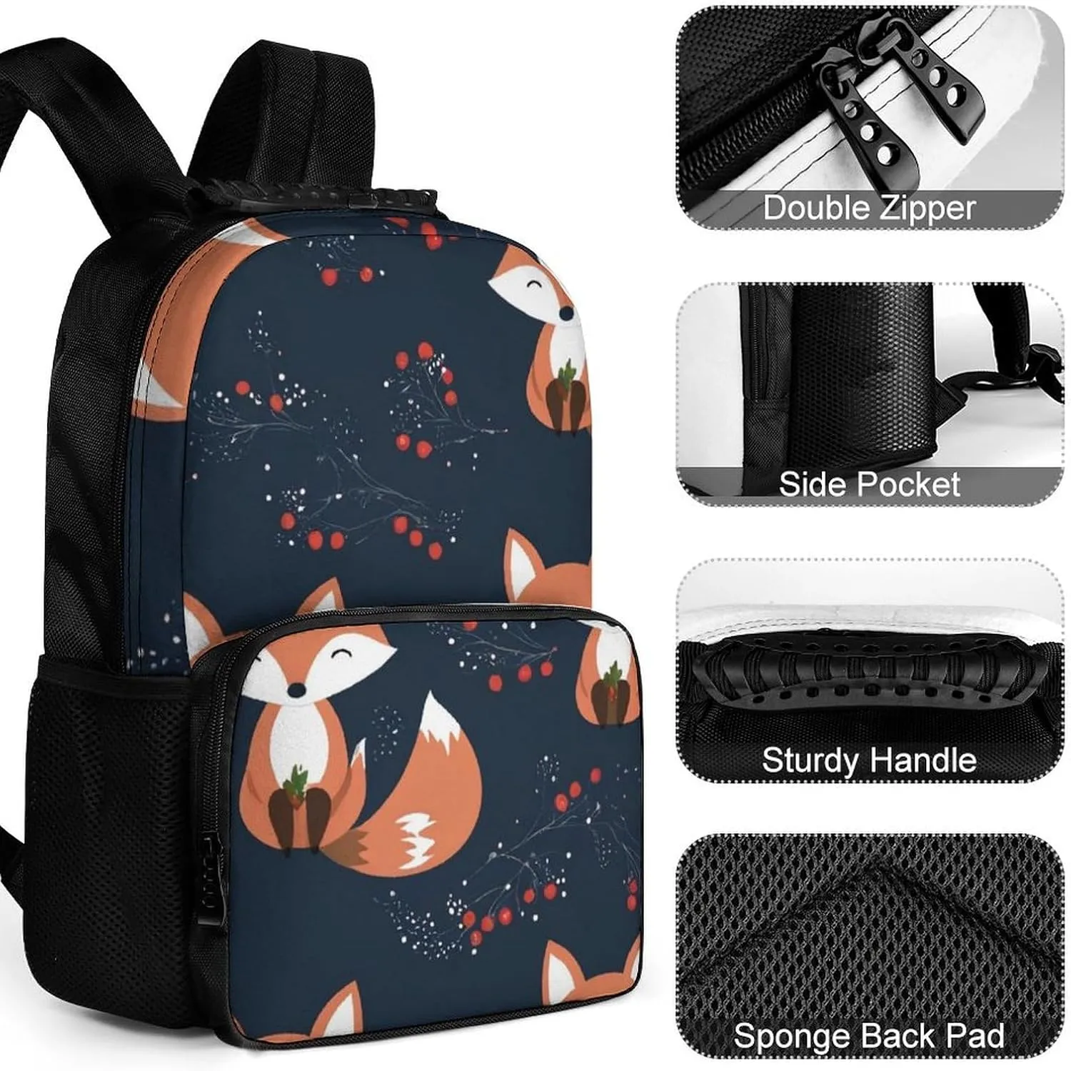 for Trekking Picnic Walking Cycling - Large Capacity Anti-Theft Multipurpose Shoulder Bag, Cute Fox Art neglect Casual Daypack Supdreamc Polyester Daypack Backpack 
