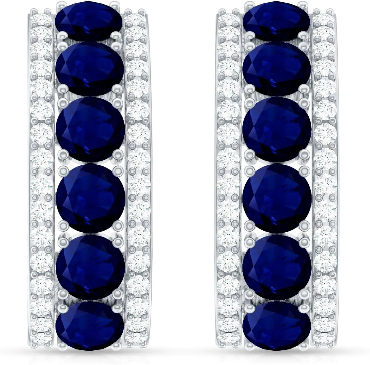 for Women, conditioner oral stonemason Gemstone J Hoop Earrings, September Birthstone Jewelry Blue Sapphire Half Hoop Earrings 