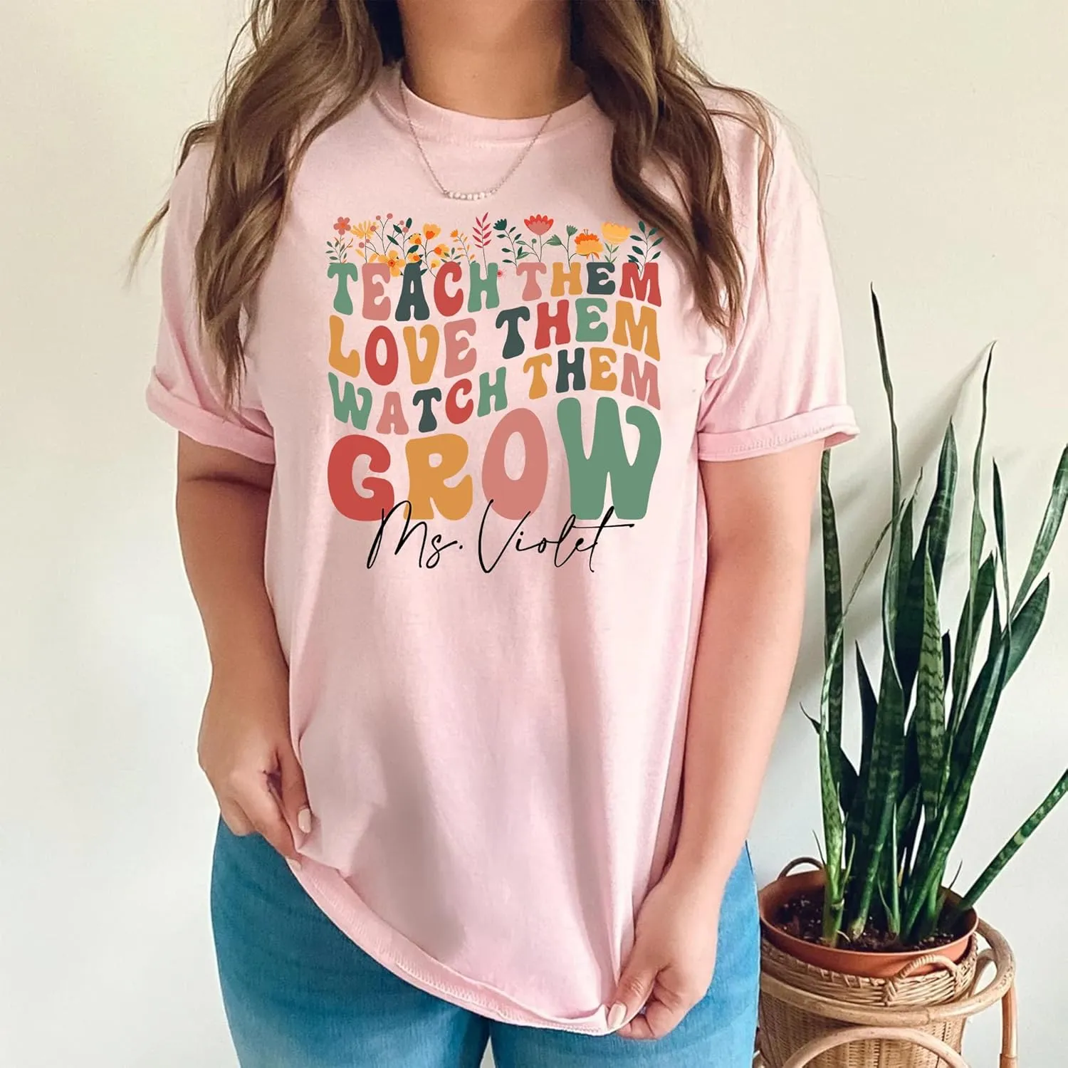 for Women Personalized Teach Them Love Them Watch Them Grow company painter Shirt - Teacher Life$ Teacher Shirt$ Teacher Shirts 