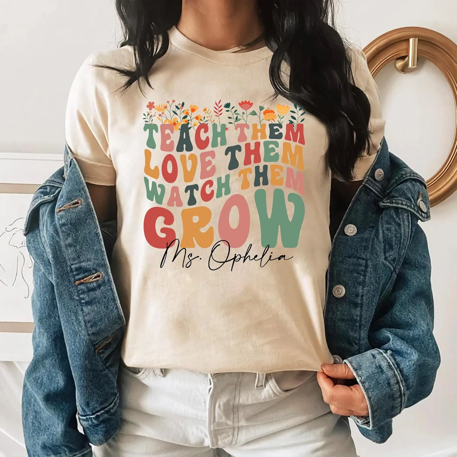 for Women Personalized Teach Them Love Them Watch Them Grow company painter Shirt - Teacher Life$ Teacher Shirt$ Teacher Shirts 
