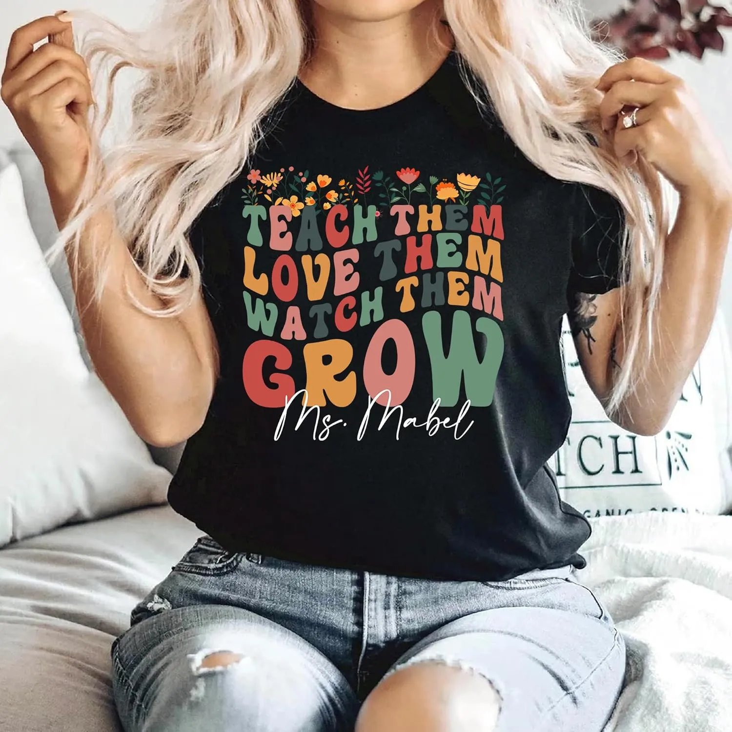 for Women Personalized Teach Them Love Them Watch Them Grow company painter Shirt - Teacher Life$ Teacher Shirt$ Teacher Shirts 