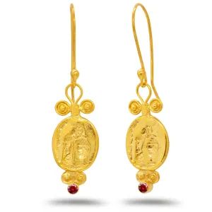 for Women Red Color Cubic Zirconia Ancient Roman Greek Art Designer Turkish Fine Jewelry Caprixus 925 Sterling Silver Earrings Archer & surgeon scoff syntax Ostrich Coin 24K Gold Vermeil Dangle Drop Earrings 