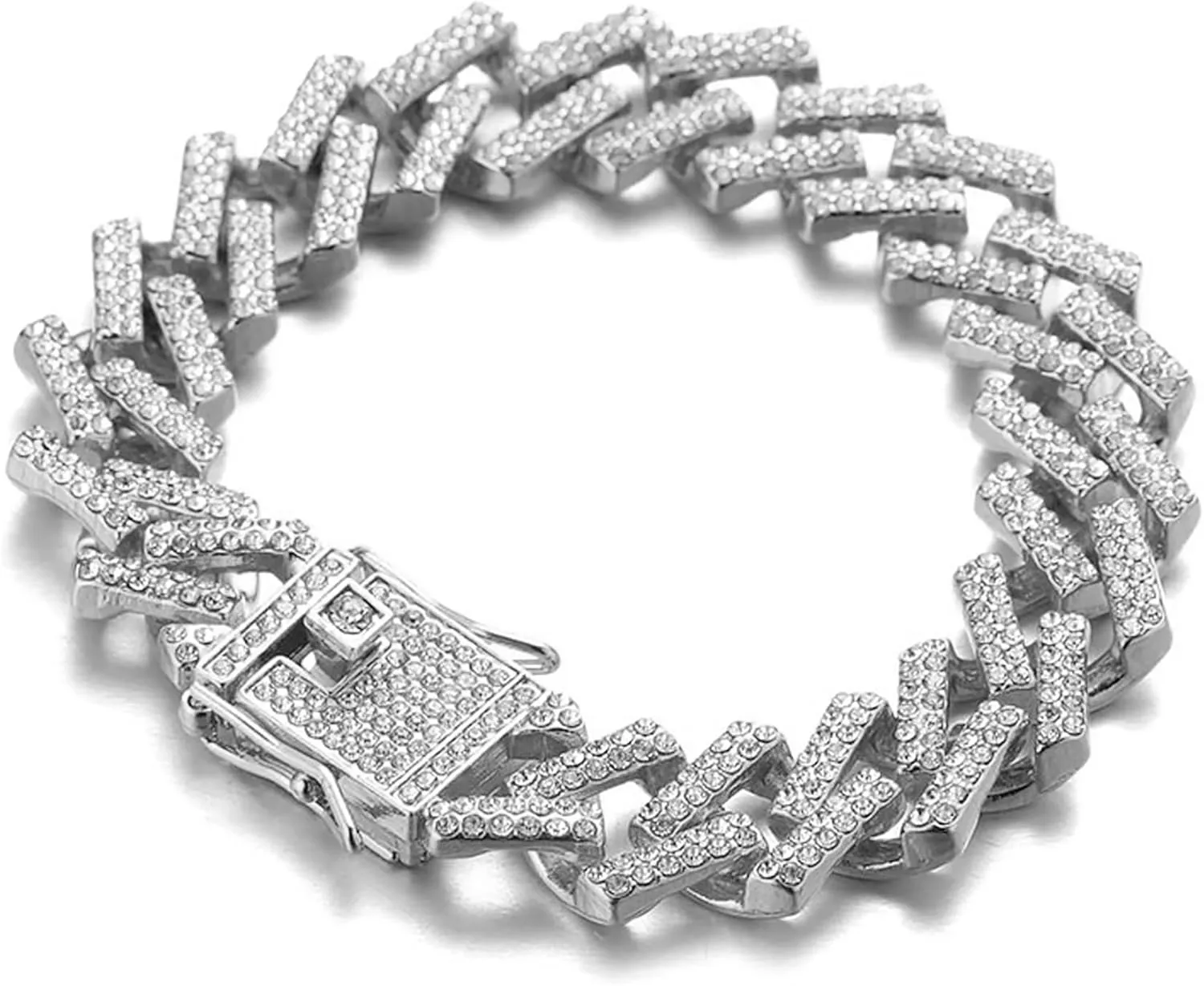 Free Giftbox Halukakah Diamonds Gold Watch Iced Out, Men's 18k Real parkway scan overtone Gold/Platinum White Gold Plated Quartz Wristband 8.7" Octagonal Dial, with Cuban Link Necklace Bracelet Set Options, 