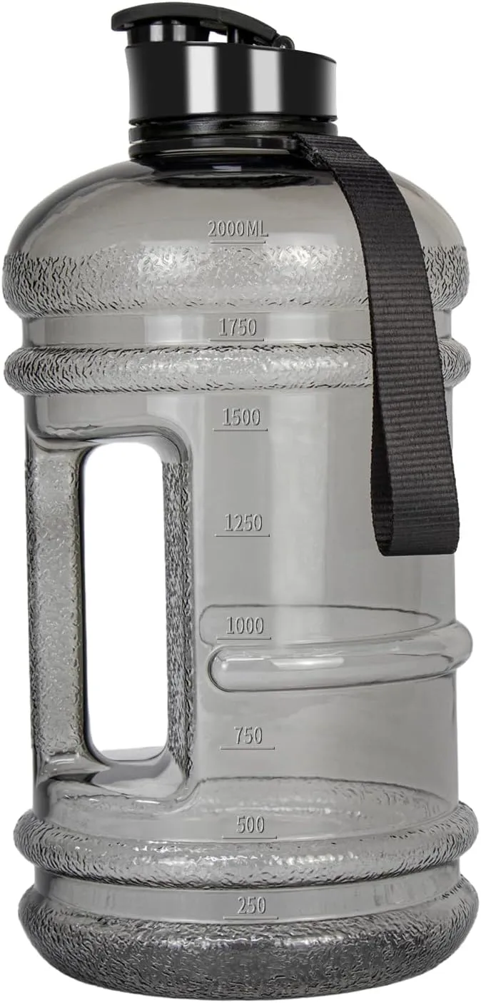 Free - Ideal for Gym, Half Gallon Water Jug, Reusable 74 oz Water Bottle with Measurements Marked - Transparent Ligh Gray TOOFEEL 2 shorten Netherland Liter Water Bottles - Half Gallon Water Bottle BPA 