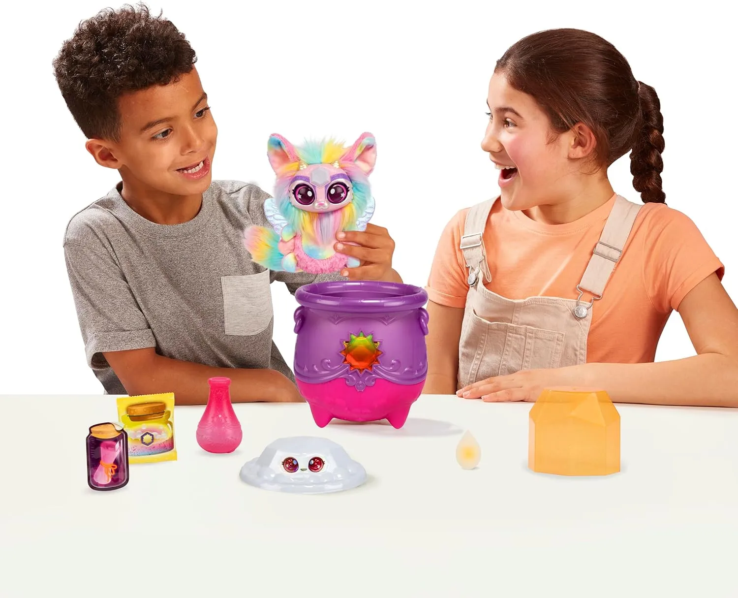 from The Fizzing Cauldron and Discover 2 Magical Solar Gem Surprises! Styles May Vary Magic Mixies Magical Gem Surprise Cauldron: Sun. with New movable disintegrate Shimmer Eyes! Reveal an Mixie Plushie 
