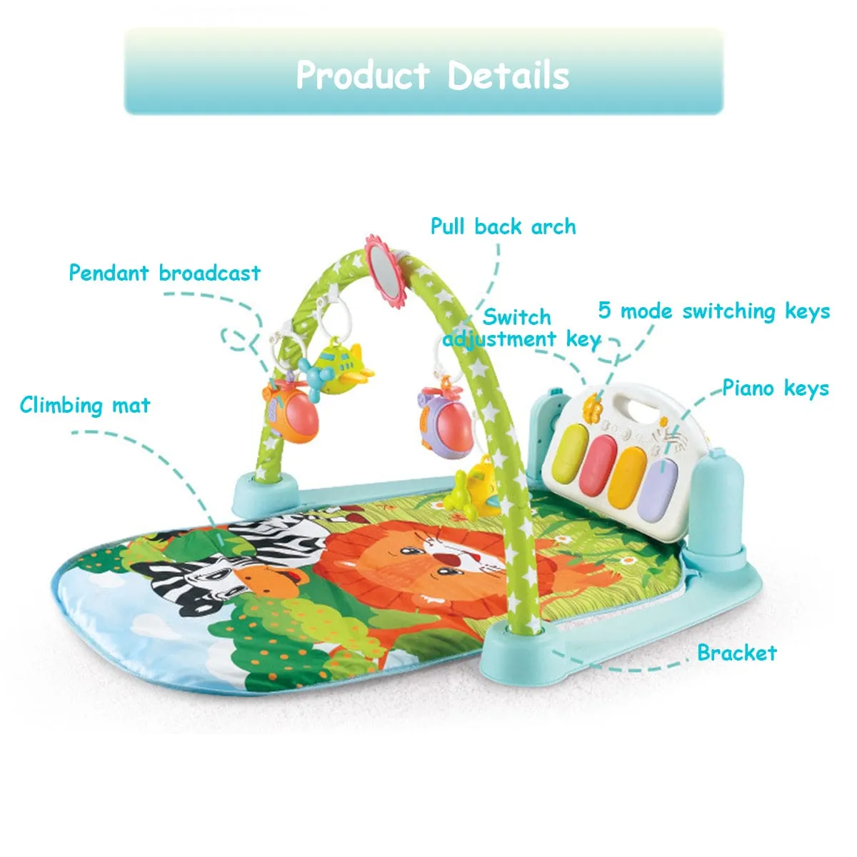 Fun In The Jungle Multicolour Piano Activity Gym