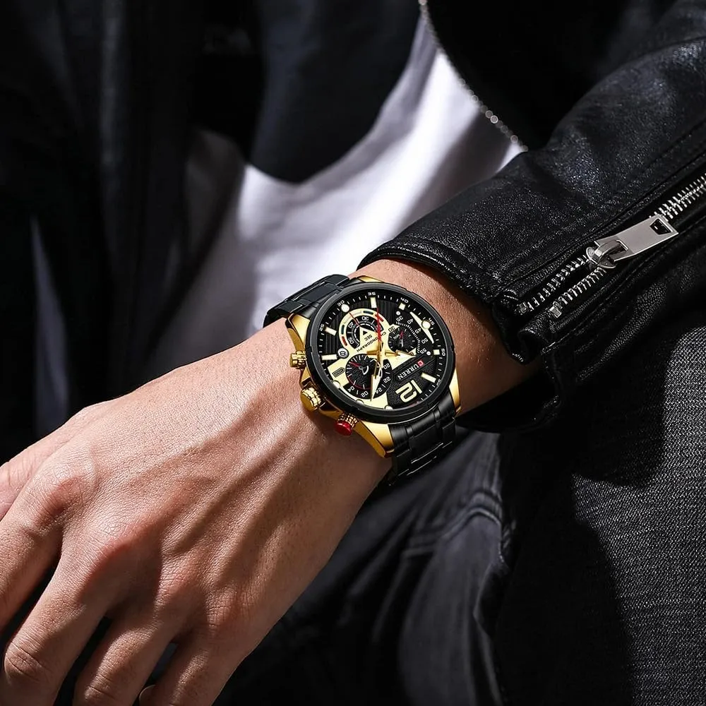 fusion Chronograph Date Wristwatches Luxury Waterproof Luminous Stainless Steel Man Watch Watches Men's Sport Quartz 