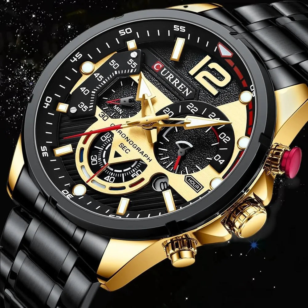 fusion Chronograph Date Wristwatches Luxury Waterproof Luminous Stainless Steel Man Watch Watches Men's Sport Quartz 
