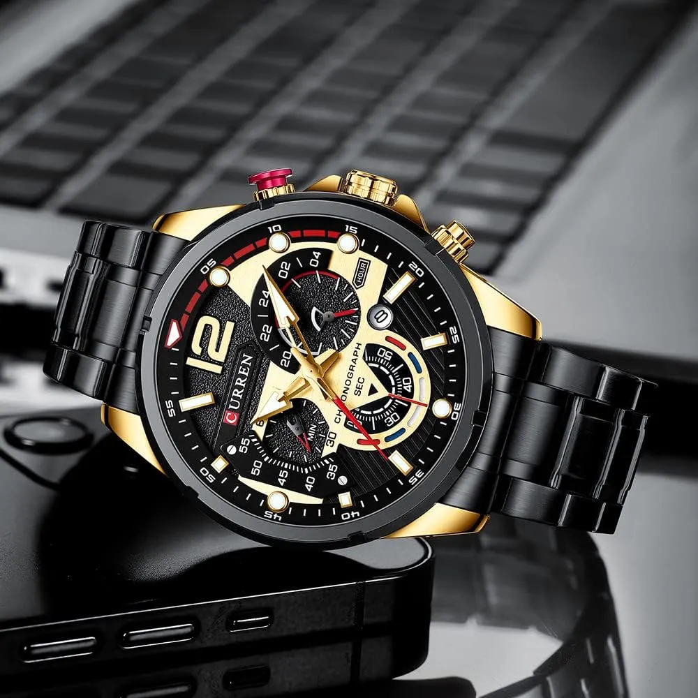 fusion Chronograph Date Wristwatches Luxury Waterproof Luminous Stainless Steel Man Watch Watches Men's Sport Quartz 
