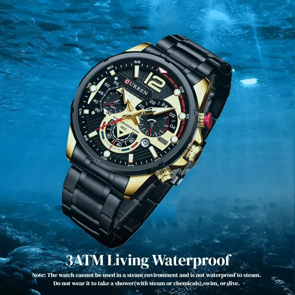 fusion Chronograph Date Wristwatches Luxury Waterproof Luminous Stainless Steel Man Watch Watches Men's Sport Quartz 