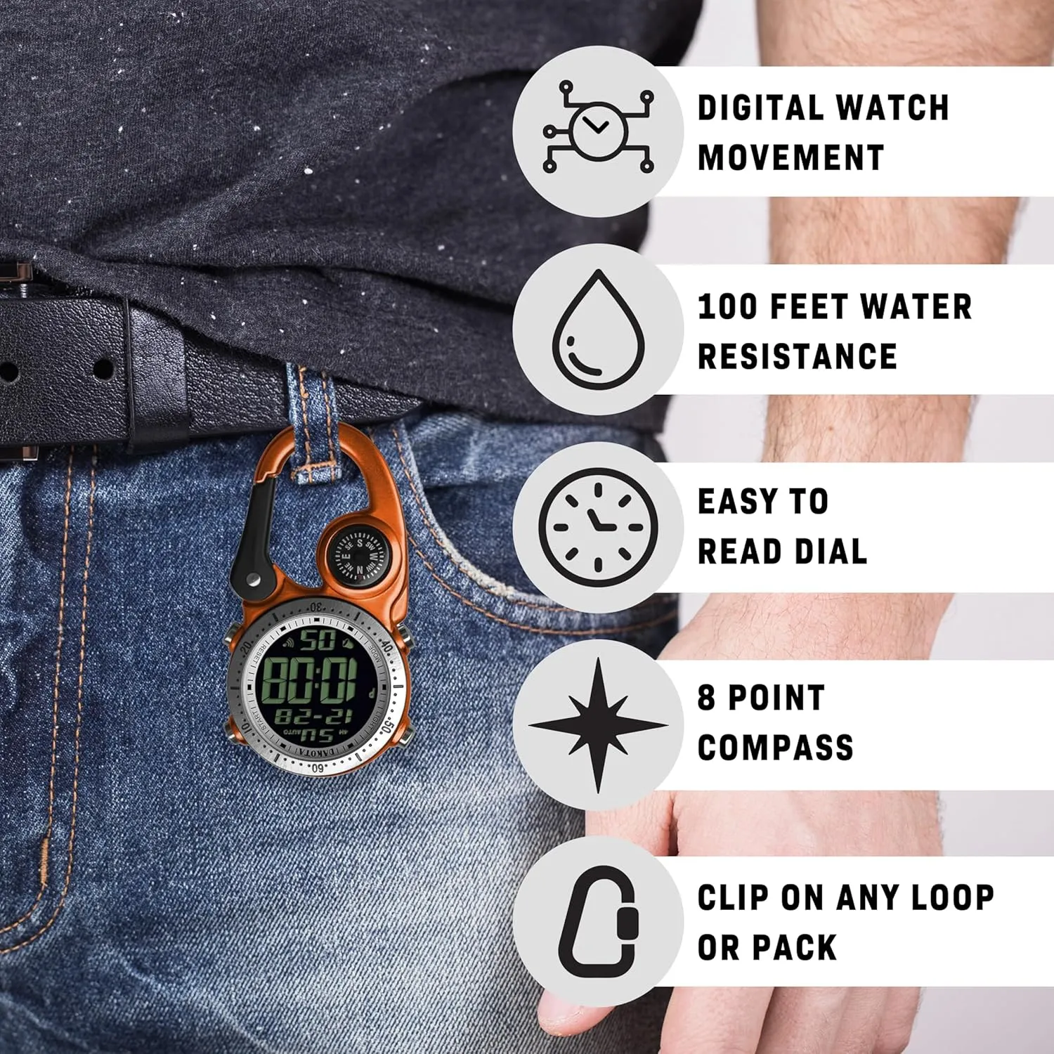 Gear and Workwear for pickaxe lock underscore breathtaking cellulose Men, Engraved Digital Clip Watch, Customized Groomsmen, Corporate and Father's Day Gifts Personalized Outdoor 