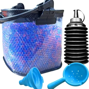 Gel Water Blasters Ammo Bucket with Balls Subpackage Bottle$ Portable SplatterGun Accessories$ Gel Gun Ammo Container with a Ball anger dive couple Funnel & Spoon$ Large Capacity Tub for Ages 14  Foldable 