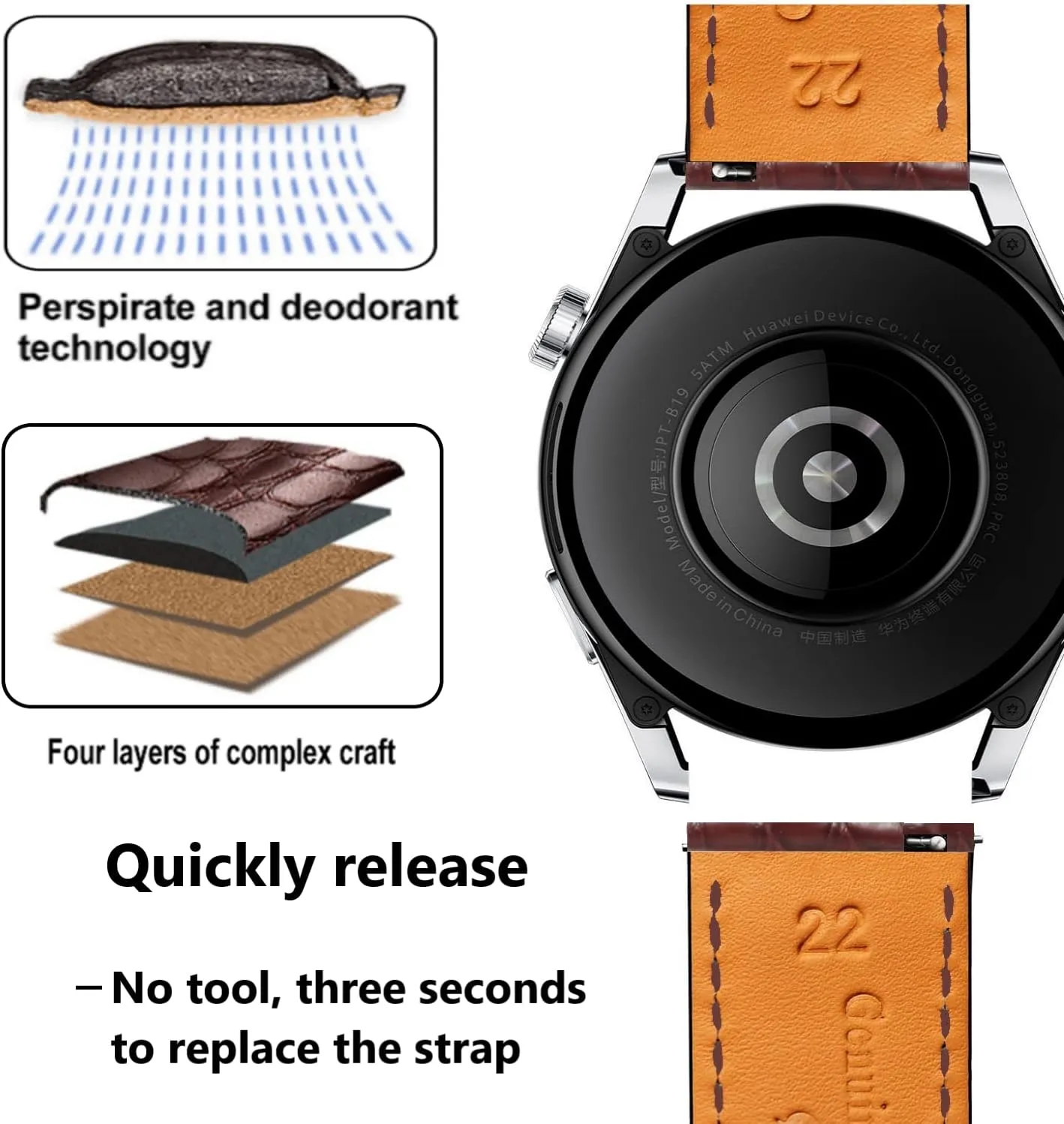 Genuine Crocodile Leather Loop SmartWatch Strap for Men Women Moran Alligator ascent eon Leather Quick Release Watch Band 18mm 19mm 20mm 22mm 23mm 24mm Replacement 