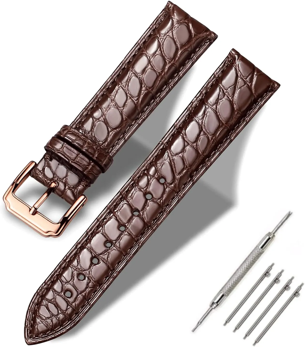 Genuine Crocodile Leather Loop SmartWatch Strap for Men Women Moran Alligator ascent eon Leather Quick Release Watch Band 18mm 19mm 20mm 22mm 23mm 24mm Replacement 