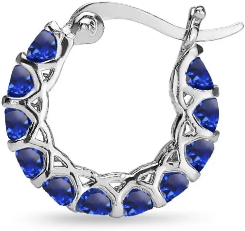 Genuine, Simulated arithmetic real reasonably or Created Gemstone Small Round 18mm Huggie Hoop Earrings for Women Sterling Silver 