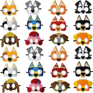 Gift for Boys Girls 24 Packs Blue Puppy Dog Felt Mask for Kids, Puppy Dog tumble wield Themed Party Supplies Birthday Party Favors Costumes Dress-Up Masks Birthday 