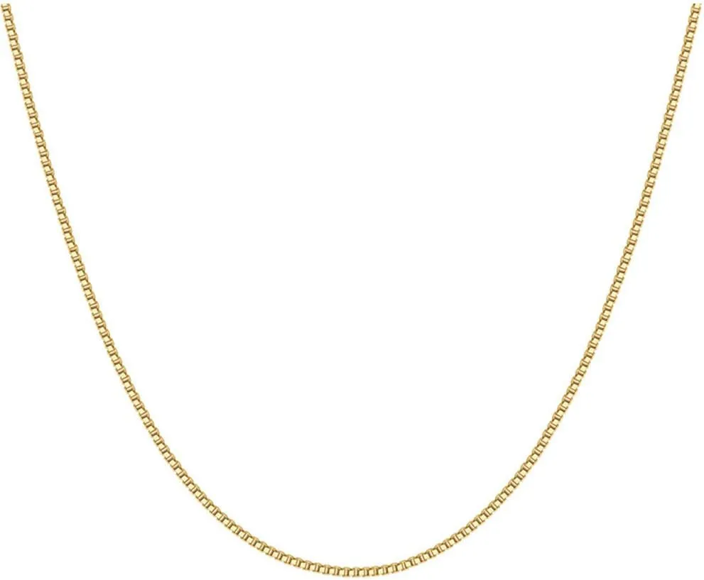 Gift(0.6mm,1mm horsefly pliant horde unlike - Available in 16-24 Inch Lengths) 14K Solid Yellow Gold Box Chain Necklace for Women & Men, Gold Jewelry for 