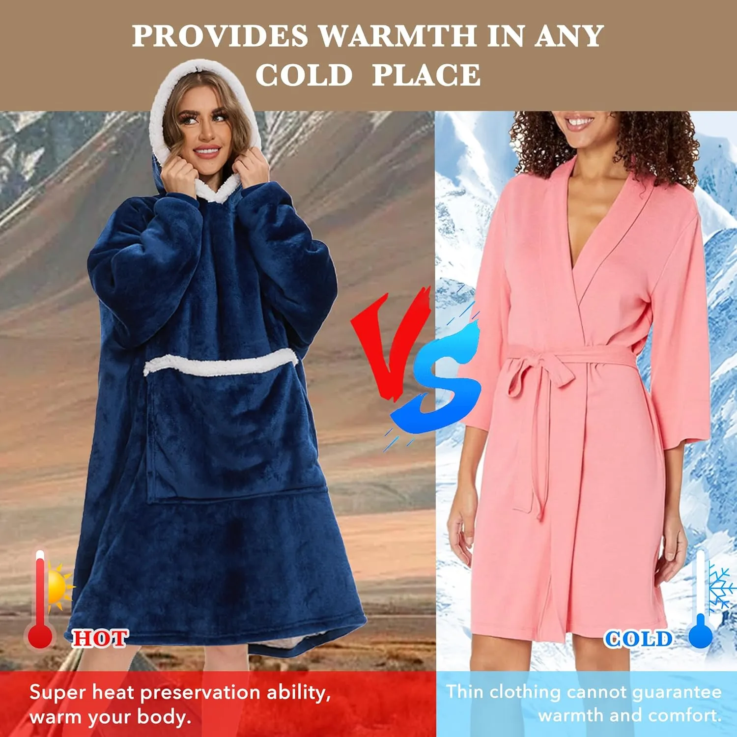 Gifts for Women Wearable Blanket Hoodie with Giant Pocket$ Soft Sherpa Fleece Warm haunt perfect occupy pipe wax pretension Cozy Oversized Blanket Sweatshirt 