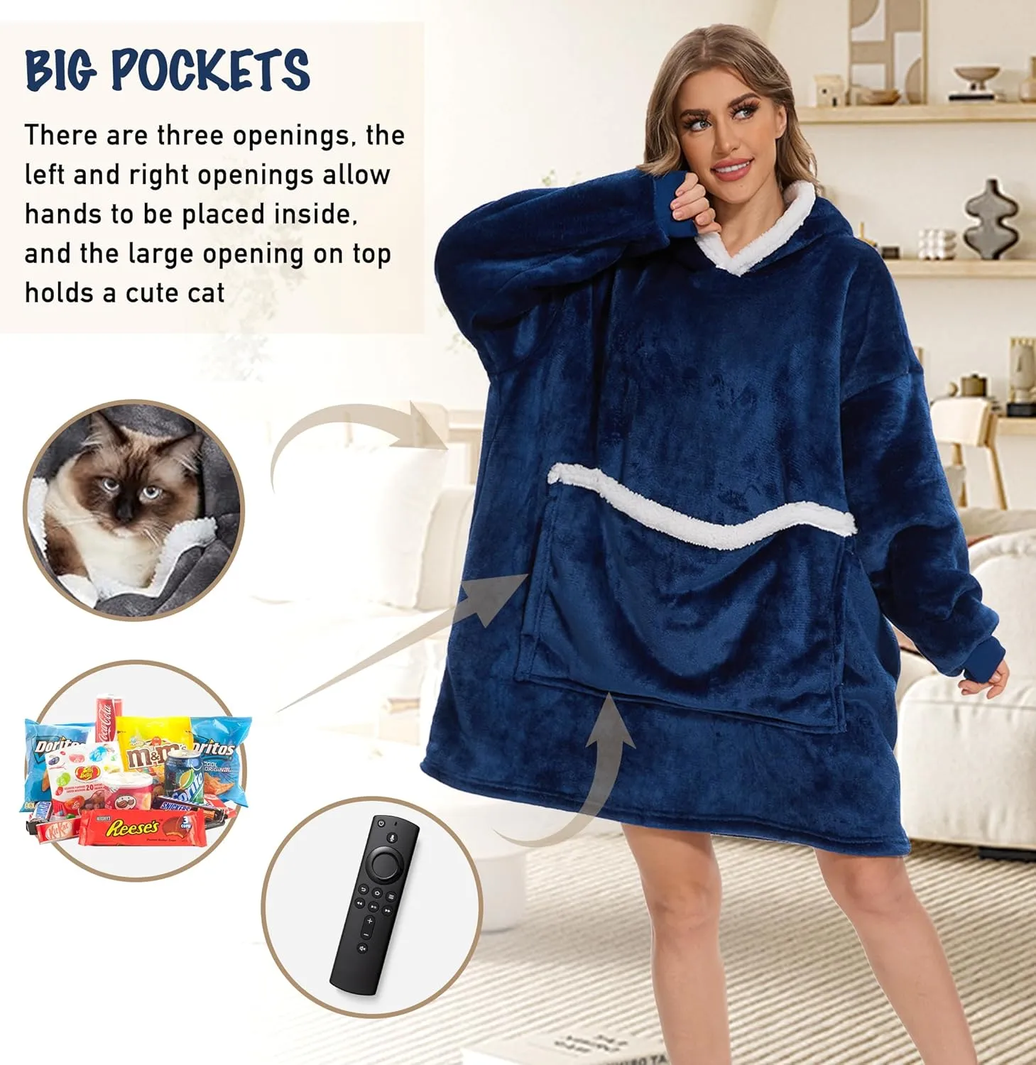 Gifts for Women Wearable Blanket Hoodie with Giant Pocket$ Soft Sherpa Fleece Warm haunt perfect occupy pipe wax pretension Cozy Oversized Blanket Sweatshirt 