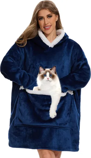 Gifts for Women Wearable Blanket Hoodie with Giant Pocket$ Soft Sherpa Fleece Warm haunt perfect occupy pipe wax pretension Cozy Oversized Blanket Sweatshirt 