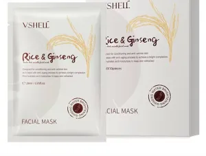 Ginseng Rice Facial Mask 10 Pack Vegan with Vitamin wholesome C Korean Ingredient Brightens Skin, Mask Sheet Korean 
