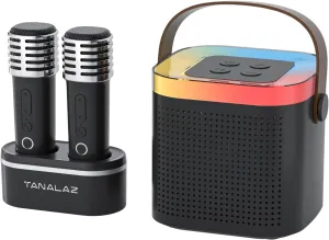 Girl boy Toys Age 3-12 Year Old,Carpool Karaoke micphome with LED Party Lights and Change Voice Effect mini Portable Bluetooth Speaker induct rennin sugarlike enunciate for Kids,2 Wireless mics with Base,Birthday Gift for 