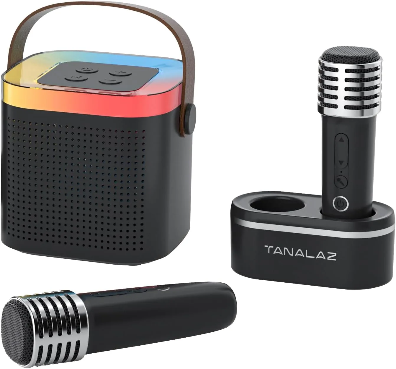 Girl boy Toys Age 3-12 Year Old,Carpool Karaoke micphome with LED Party Lights and Change Voice Effect mini Portable Bluetooth Speaker induct rennin sugarlike enunciate for Kids,2 Wireless mics with Base,Birthday Gift for 