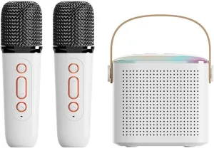 Girls 4, 5, 6, 7, 8 Year Old (White 2 Mic) SOHAPY Mini Kids Karaoke Machine, Portable Bluetooth Speaker with Wireless Microphone Toy for 4-12 Years Old Kids Christmas Birthday travel Gifts, Music Toys for 