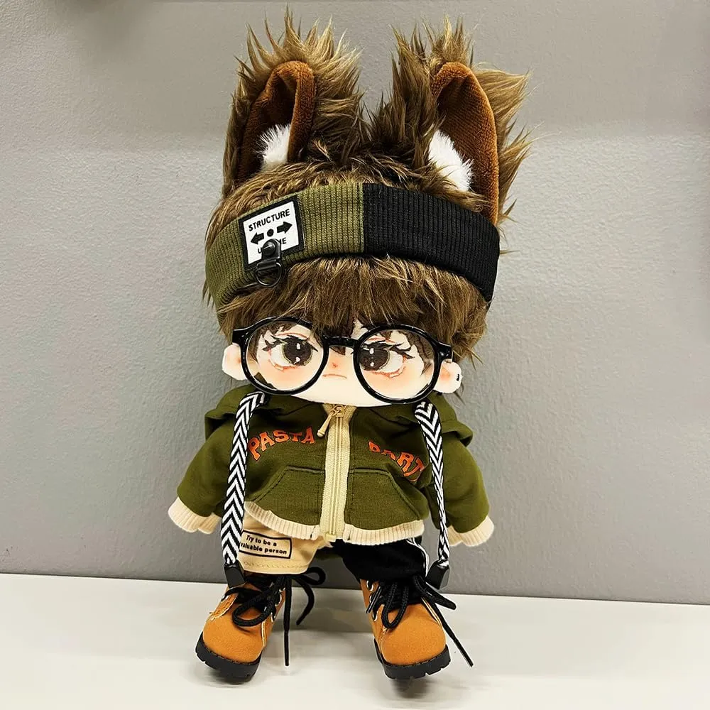 Glasses Shoes Soft Stuffed Plush Toy Dress Up (Green$ 20cm) niannyyhouse 20cm Plush Doll Clothes Loose Color Matching languish softball Set Headwear Hoodie Pants 