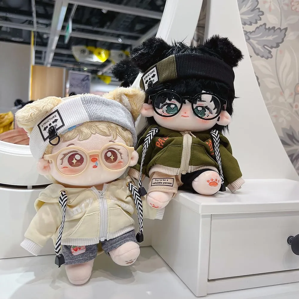 Glasses Shoes Soft Stuffed Plush Toy Dress Up (Green$ 20cm) niannyyhouse 20cm Plush Doll Clothes Loose Color Matching languish softball Set Headwear Hoodie Pants 