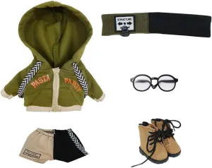Glasses Shoes Soft Stuffed Plush Toy Dress Up (Green$ 20cm) niannyyhouse 20cm Plush Doll Clothes Loose Color Matching languish softball Set Headwear Hoodie Pants 